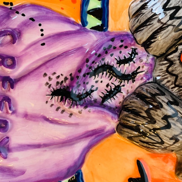 Fitz and Floyd Kitty Witches Ceramic Candy Dish 10" Creepy Crawlies NO BOX Cat - Picture 11 of 16